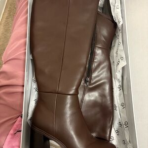 Brown Leather Knee-High Boots